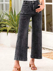 Hazel Blues® | High-Waisted Wide Leg Washed Jeans