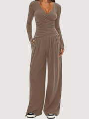 Hazel Blues® | Casual Long Sleeve Top and Wide Leg Pants Set