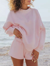 Hazel Blues® | Relaxed Fit Round Neck Sweatshirt and Shorts Set