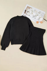 Hazel Blues® | Round Neck Top and Skirt Sweater Set