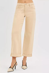 Hazel Blues® | RISEN Tummy Control Mid Rise Ankle Barrel Relaxed Baggy