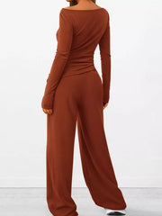 Hazel Blues® | Long Sleeve Top and Wide Leg Pants Set