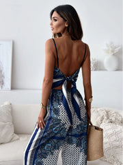 Hazel Blues® | Tie Back Printed Cami and Pants Set