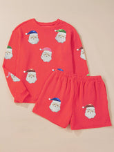 Hazel Blues® | Twisted Ribbed Christmas Sequin Patched Top and Shorts Set