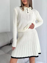 Hazel Blues® | Cable Knit Long Sleeve Top and Skirt Sweater Set
