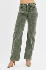 Hazel Blues® | RISEN Tummy Control Mid Rise Straight Leg Corduroy Pants