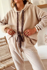 Hazel Blues® | Leopard Drawstring Hoodie and Pants Set