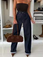 Hazel Blues® | High-Waisted Wide-Leg Washed Jeans