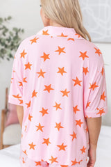 Hazel Blues® | Star Print Short Sleeve Shirt and Shorts Set