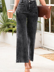 Hazel Blues® | High-Waisted Wide Leg Washed Jeans