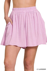 Hazel Blues® | Zenana Woven Elastic Band Shorts With Pocket