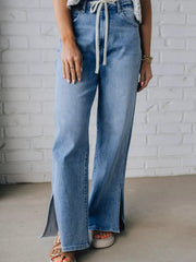 Hazel Blues® | Slit Wide Leg Jeans