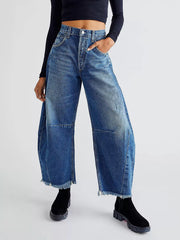 Hazel Blues® | Wide Leg Raw Hem Jeans