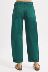 Hazel Blues® | RISEN High Rise Ankle Cuffed Barrel Pants
