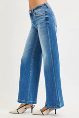 Hazel Blues® | RISEN Mid Rise Wide Leg Jeans with Flared Look
