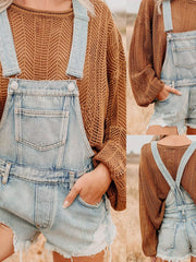 Hazel Blues® | Distressed Denim Overalls Shorts