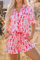Hazel Blues® | Cowgirl Boots Printed Shirt and Shorts Set