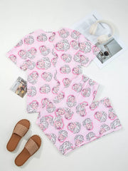Hazel Blues® | Santa Claus Print V Neck Tee Drawstring Pants 2pcs Lounge Set