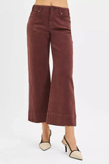 Hazel Blues® | RISEN Tummy Control High Rise Crop Wide No Waist Band Pants