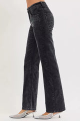 Hazel Blues® | RISEN Tummy Control Mid Rise Straight Leg Corduroy Pants