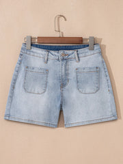 Hazel Blues® | Wash High Rise Denim Shorts