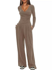 Hazel Blues® | Casual Long Sleeve Top and Wide Leg Pants Set