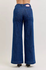 Hazel Blues® | Judy Blue High-Waisted Retro Wide Jeans with Patch Pkts & Twisted Seams