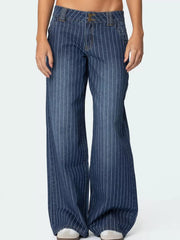 Hazel Blues® | Striped Wide Leg Jeans