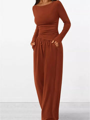 Hazel Blues® | Long Sleeve Top and Wide Leg Pants Set