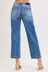Hazel Blues® | RISEN High Rise Crop Boyfriend Tapered Jeans