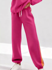 Hazel Blues® | Striped Round Neck Sweatshirt and Pants Set