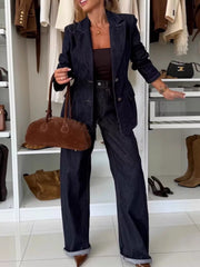 Hazel Blues® | Single-Breasted Blazer and Jeans Denim Set