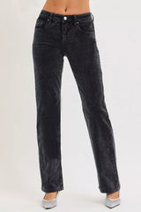 Hazel Blues® | RISEN Tummy Control Mid Rise Straight Leg Corduroy Pants