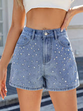 Hazel Blues® | Studded High Waist Denim Shorts