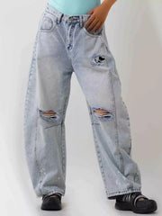 Hazel Blues® | Distressed Wide Leg Jeans