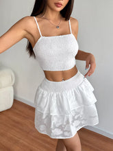 Hazel Blues® | Smocked Crop Top & Ruffle Mini Skirt Set