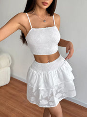 Hazel Blues® | Smocked Crop Top & Ruffle Mini Skirt Set