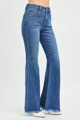 Hazel Blues® | RISEN Mid Rise Flare Side Seam Detailing Jeans