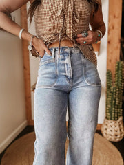 Hazel Blues® | Wide Leg Wash Jeans