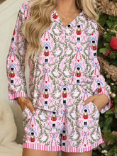 Hazel Blues® | Christmas Holiday Print Nutcracker Long Sleeve Shorts 2pcs Pajama Set