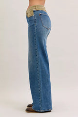 Hazel Blues® | Judy Blue MR Column Straight Jeans with Corduroy Waist