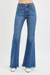 Hazel Blues® | RISEN Mid Rise Flare Side Seam Detailing Jeans