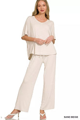 Hazel Blues® | Zenana V-Neck Oversized Top & Pants Set
