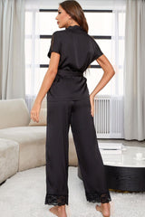 Hazel Blues® | Surplice Neck Tie Waist Top and Pants Pajama Set