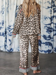 Hazel Blues® | Leopard and Striped Trim Shirt and Pants Set