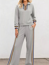 Hazel Blues® | Casual Striped Trim Top and Pants Set