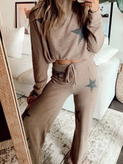 Hazel Blues® | Star Print Top and Drawstring Pants Set