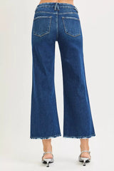 Hazel Blues® | RISEN Tummy Control 4 Way Stretch High Rise Crop Wide Leg Jeans