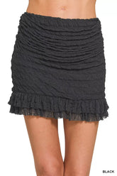 Hazel Blues® | Zenana Ruched Mini Skirt with Built in Shorts