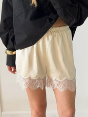 Hazel Blues® | Lace Trim Elastic Waist Shorts